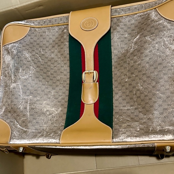 Vintage Gucci Boston Sherry Line GG Travel  Leather  suitcase - Picture 8 of 16
